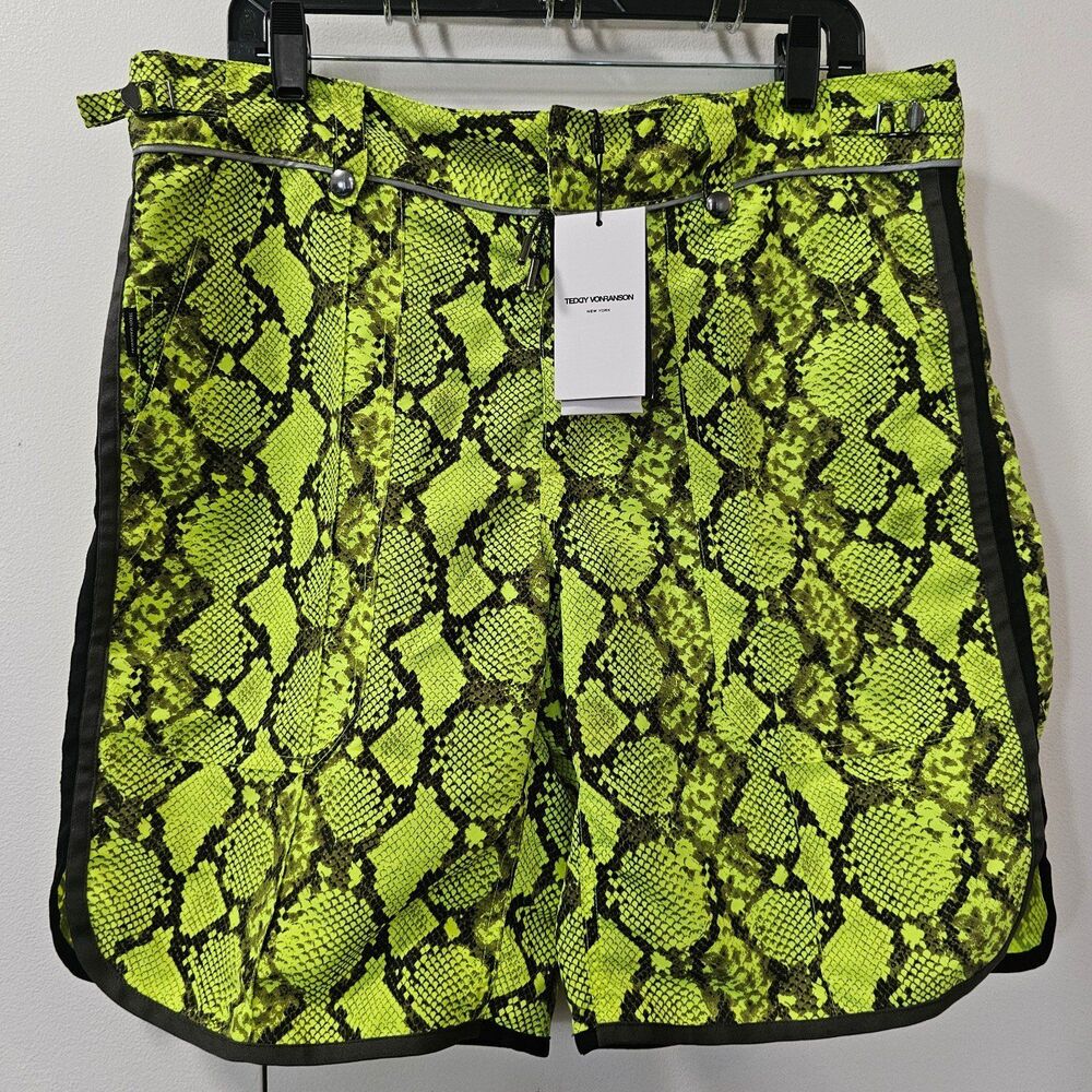 Teddy Vonranson Snakeskin Swim Shorts Trunks Green Men's Size 34 Msrp $345